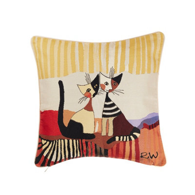 Signare Wachtmeister Coppia Cat Tapestry Cushion Cover from B&Q