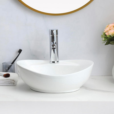 Belofay 135X405X330mm Ceramic Cloakroom BasinModern Design Gloss White Countertop Sink With TapBottle Trap & Pop-Up Waste from B&Q