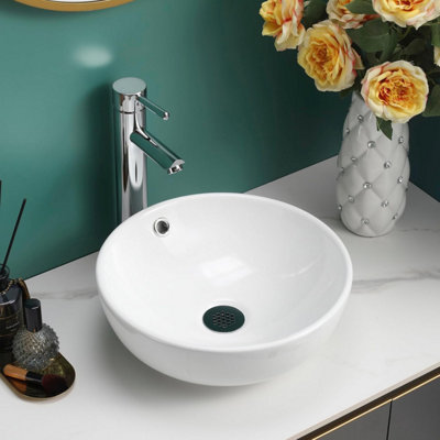 Belofay 125X365X365mm Ceramic Cloakroom BasinModern Design Gloss White Countertop Sink With TapBottle Trap & Pop-Up Waste from B&Q