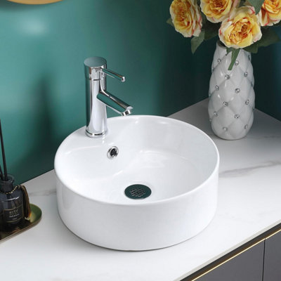 Belofay 130X370X370mm Ceramic Cloakroom BasinModern Design Gloss White Countertop Sink With TapBottle Trap & Pop-Up Waste from B&Q