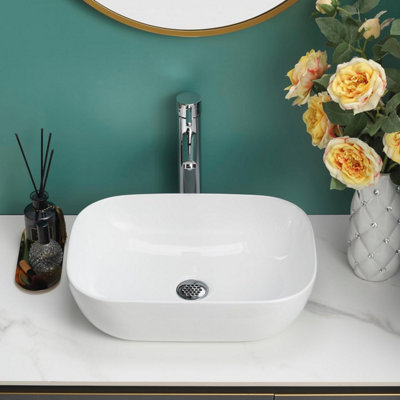 Belofay 135X460X330mm Modern Bathroom Cloakroom Ceramic Oval Basin Sink With TapBottle Trap & Pop-Up Waste from B&Q