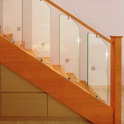 B&Q -  8mm X 200mm X 830mm Clear Toughened Glass Balustrade Panel Stair Glass Panel Rack Railing Infill Stairparts