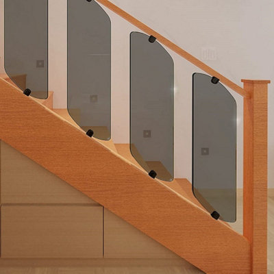B&Q -  8mm X 200mm X 830mm Grey Tinted Toughened Glass Balustrade Panel Stair Glass Panel Rack Railing Infill Stairparts