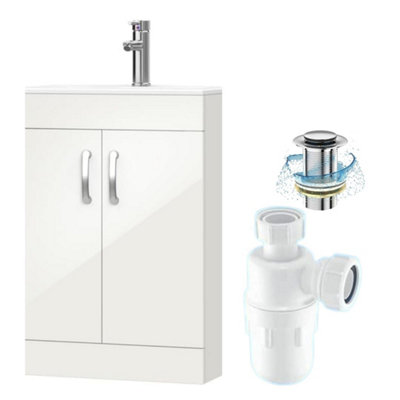 Belofay 600mm Bathroom Vanity Unit With BasinWhite Ceramic Bathroom Sink With Trap And WasteNo Tap Included(New York White) from B&Q