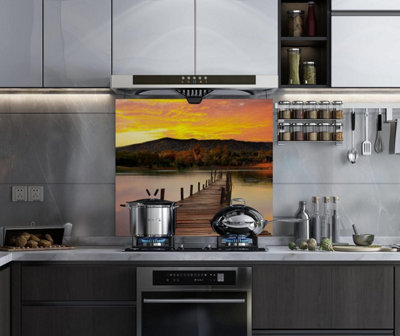 Belofay 60X65Cm Modern Art Design 6mm Tempered Glass Splashback For KitchenToughened Glass Heat Resistant from B&Q