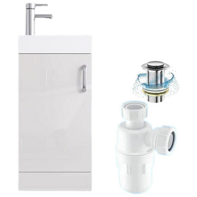 Belofay 400mm Bathroom Vanity Unit With BasinWhite Ceramic Bathroom Sink With Trap And WasteNo Tap Included(New York White ) from B&Q