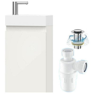 Belofay 400mm Bathroom Vanity Unit With BasinWhite Ceramic Bathroom Sink With Trap And WasteNo Tap Included(Denvor White) from B&Q