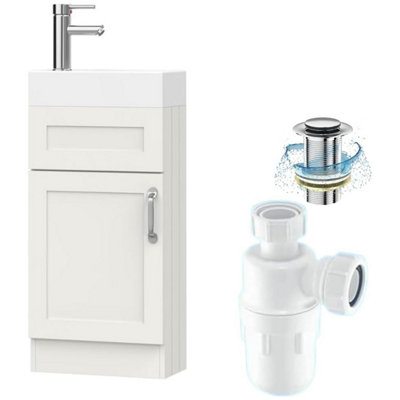 Belofay 400mm Bathroom Vanity Unit With BasinWhite Ceramic Bathroom Sink With Trap And WasteNo Tap Included(Crawley White) from B&Q