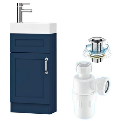 Belofay 400mm Bathroom Vanity Unit With BasinWhite Ceramic Bathroom Sink With Trap And WasteNo Tap Included(Crawley Blue) from B&Q