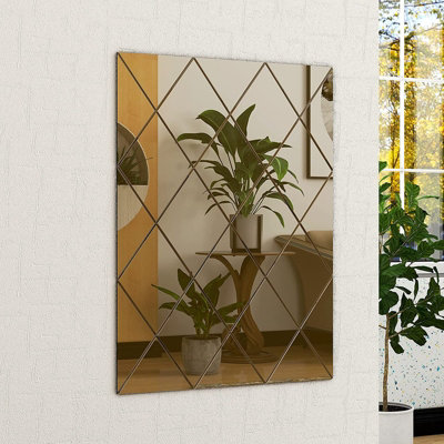 B&Q -  50X70Cm Rectangular Bronze Wall Mirror Interiors Art Deco Glass Design Modern Wall-Mounted Mirrors For Home And Office