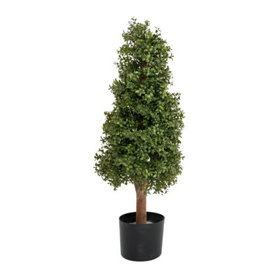 Blooming Artificial Green - / 3Ft Fake Boxwood Tower Cone Topiary 90Cm