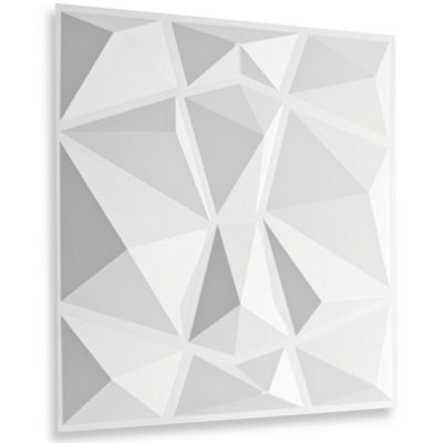 Novecrafto Decorative 3D Wall Panels (50X50Cm) Pack Of 6 Sheets Cover 16.15Ft² (1.5M²) Interior Cladding PanelsDiamond Design In White from B&Q