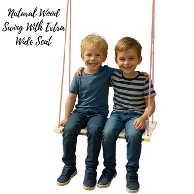 Novecrafto Wooden Tree Swing Seat 70Cm Long For Indoor Or OutdoorPerfect For Kids Teens & AdultsGarden Seat Set With Rope & Wide Seat from B&Q