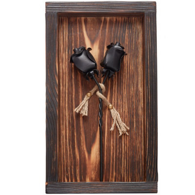 Novecrafto Mountable Wooden Frame With Black Forged Iron RosesWrought Iron And Wood Fusion For HerIdeal Iron Gifts For 6Th Anniversary from B&Q