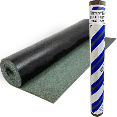 B&Q -  Heavy-Duty Green Polyester Shed Roofing Felt (5M X 1M)Premium Roof Covering10 Year Life Expectancy Roof Felt