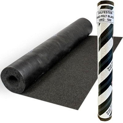 B&Q -  Heavy-Duty Black Polyester Shed Roofing Felt (5M X 1M)Premium Roof Covering10 Year Life Expectancy Roof Felt