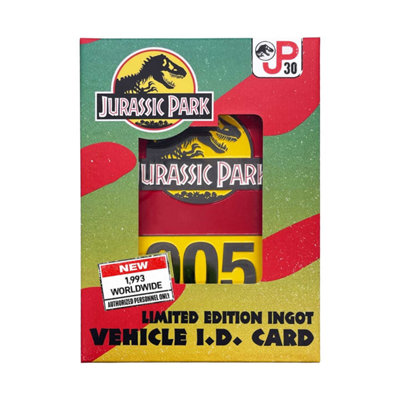 Jurassic Park Limited Edition 30Th Anniversary Replica Vehicle I.d Ingot from B&Q