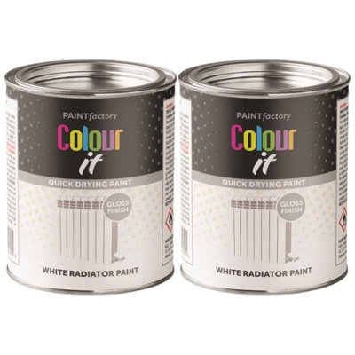 2X Paint Factory Colour It White Radiator Paint Tin 300Ml from B&Q