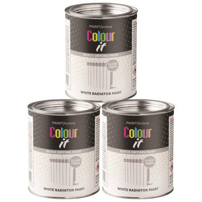 3X Paint Factory Colour It White Radiator Paint Tin 300Ml from B&Q