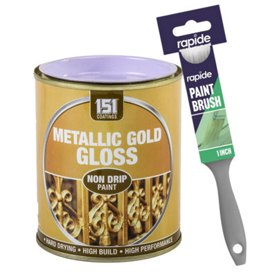 151 1XMetallic Gold Gloss Non-Drip Paint 300Ml + Paint Brush