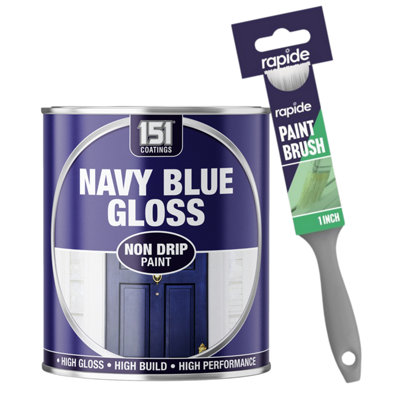 151 1XNavy Blue Gloss Non-Drip Paint 300Ml + Paint Brush
