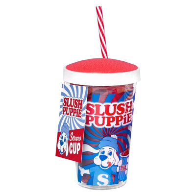 B&Q -  Slush Puppie Reusable Cup With Straw 500Ml For Slushies & Cold Drinks