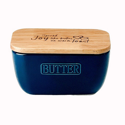The Just Slate Company Spread Joy Blue Butter Dish from B&Q