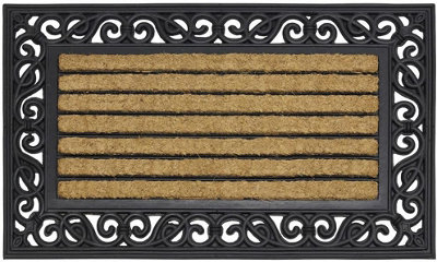 Trendi Karina Heavy Duty Rubber Coir Door Mat Brown 45X75 Cm Outdoor Door Mat Non-Slip Safety Mat Rectangular from B&Q
