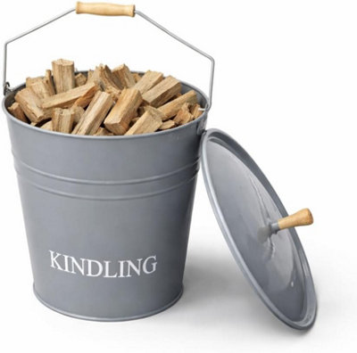 B&Q -  15L Large Grey Kindling Bucket