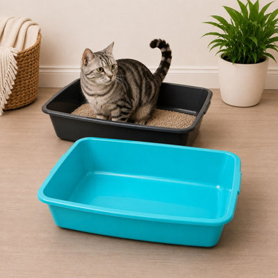 Whitefurze 2X Large Cat Litter Tray Plastic Pet Toilet Kitten Rabbit Training Liter Box 45.5Cm from B&Q