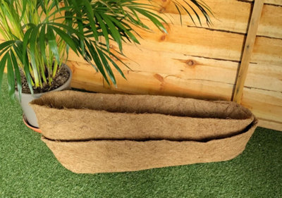 B&Q -  2 X Natural Coco Wall Trough Liner Cupped Shaped Coco Liner For 30 Inch Wall Basket