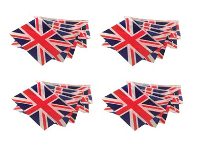 PMS 4 X Kings Coronation Union Jack Bunting 20Ft 12 Fabric Flag Decorative Party Bunting from B&Q