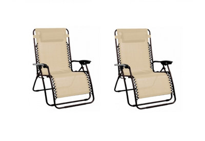 SupaGarden 2 X Beige Zero Gravity Chair Lounger from B&Q