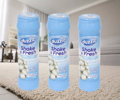 151 3 X Shake & Fresh Carpet Freshener Powder Fresh Linen Rug Mat Odour Neutraliser 500G from B&Q