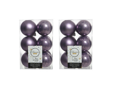 Decoris 2 X 12 Luxury Shatterproof Christmas Baubles Tree Decs 6Cm Frosty Lilac from B&Q