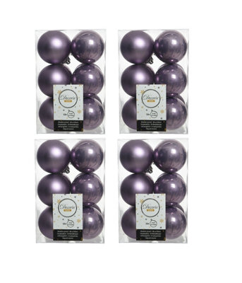 Decoris 48 Heather Lilac Christmas Baubles 6Cm Shatterproof Tree Ornaments Shiny Matt from B&Q