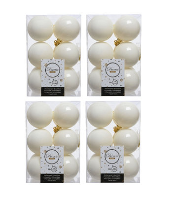 Decoris 12 Wool White Shatterproof Baubles - Wool White / 4 - Image 4