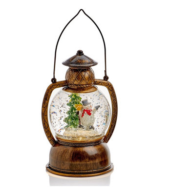 Premier Decorations Limited Snowman Christmas Water Spinner Lantern With Warm White Led Light Swirling Lamp from B&Q