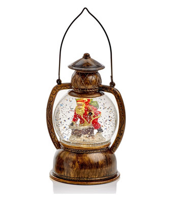 Premier Decorations Limited Santa Christmas Water Spinner Lantern With Warm White Led Light Swirling Lamp from B&Q
