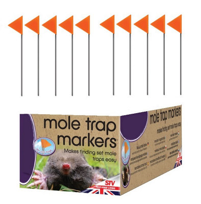STV 10 Mole Trap Flag Markers Hi Visibility Easy Find Lawn Markers Uv Resistant 30Cm from B&Q