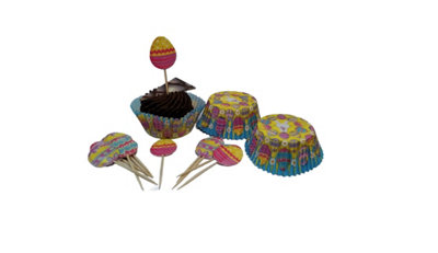 PMS 4 Packs Of Easter Cupcake Cases & Picks 24 Piece Easter Egg Cake Cases Toppers Cute Bunny from B&Q