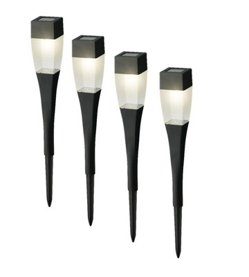 Lumineo 4 X Solar Powered Garden Pathway Stake Light Square Led Post Light Warm White 27.5Cm from B&Q