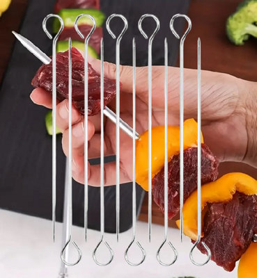 40 Metal Bbq Skewers Kebab Meat Vegetable Skewers Grill Barbeque 35Cm from B&Q