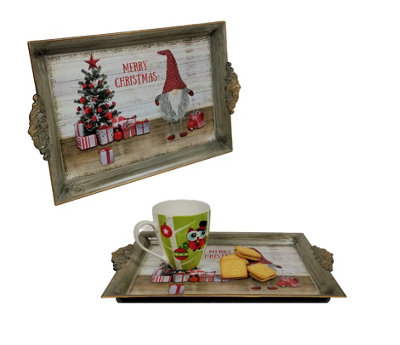 Premier Decorations Limited 2X Christmas Gonk Tea Serving Tray Plastic Drinks Lap Snack Tray 40Cm X 26Cm from B&Q