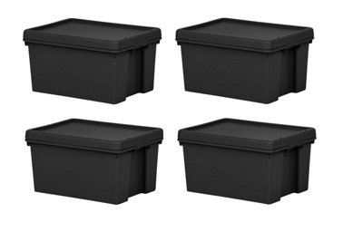 Wham 4X Black Recycled Plastic 16L Storage Box from B&Q