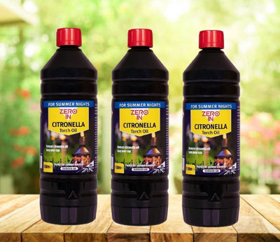 Zero In 3X Citronella Torch Lamp Oil Natural Citronella Oil For Outdoor Oil Lanterns 1L
