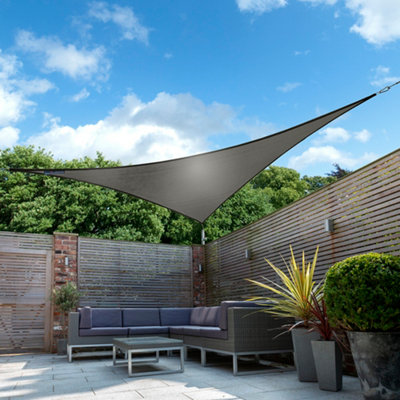 Kookaburra 3.6M Triangle Waterproof Charcoal Garden Patio Sun Shade Sail Canopy 98% Uv Block With Free Fixing Kit from B&Q