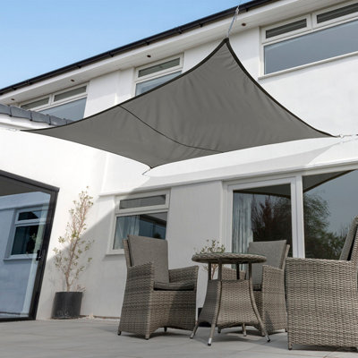 Kookaburra 3M X 2M Rectangle Waterproof Charcoal Garden Patio Sun Shade Sail Canopy 98% Uv Block With Free Fixing Kit from B&Q