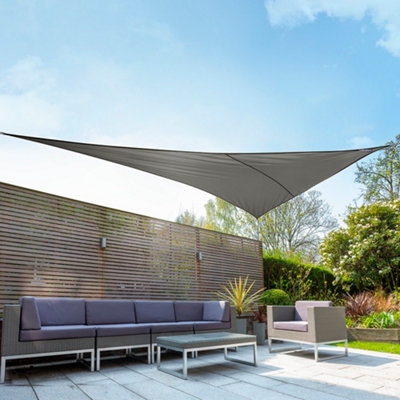 Kookaburra 6M Right Angle Triangle Waterproof Charcoal Garden Patio Sun Shade Sail Canopy 98% Uv Block With Free Fixing Kit from B&Q