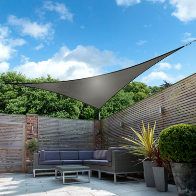 Kookaburra 2M Triangle Waterproof Charcoal Garden Patio Sun Shade Sail Canopy 98% Uv Block With Free Fixing Kit from B&Q